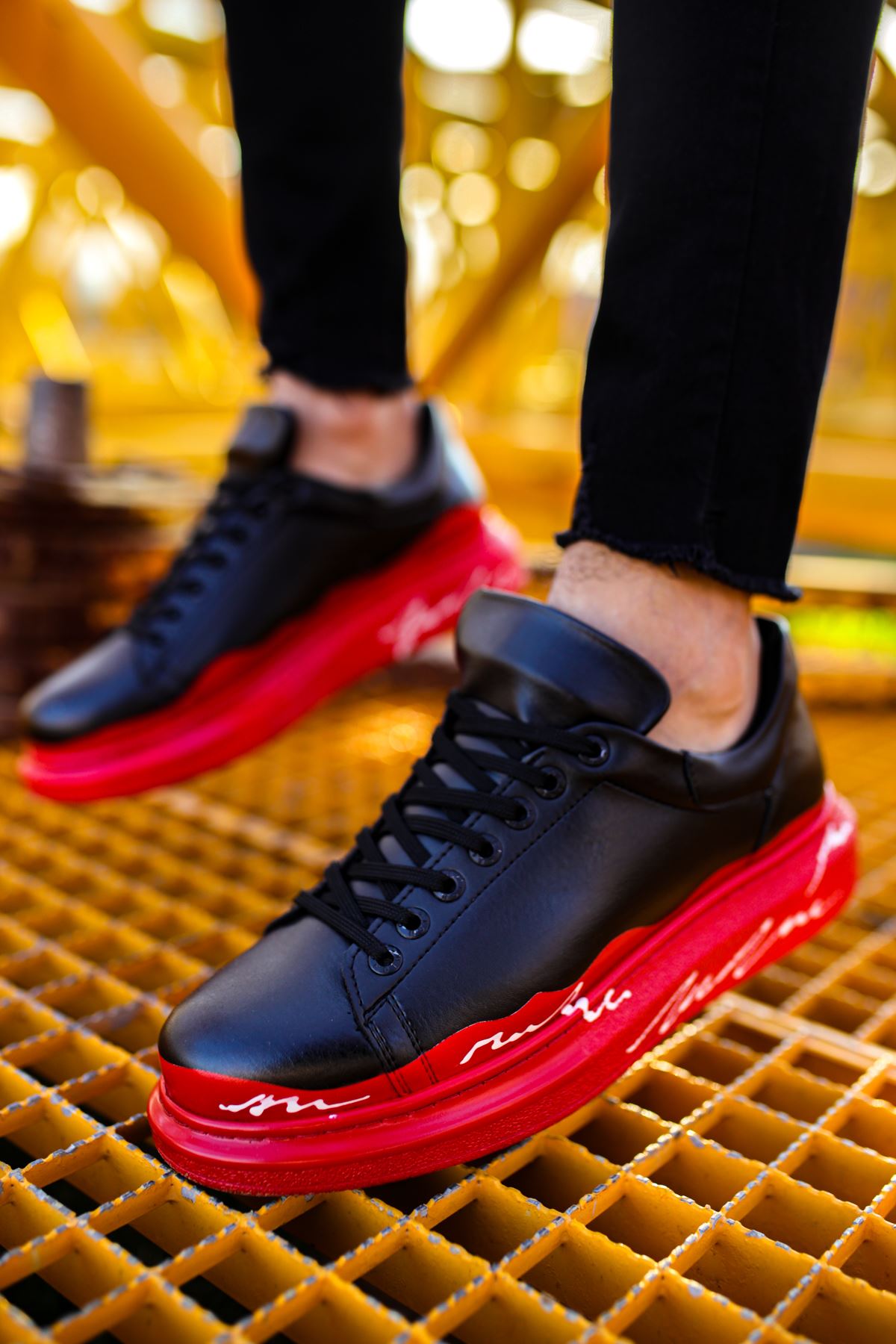 Black and red mens sneakers online