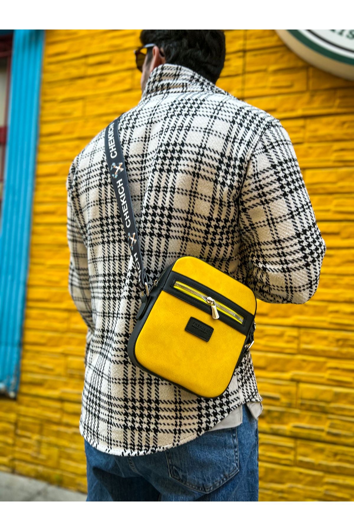 CH102 - Stealht Kare Erkek Çanta Black - Yellow