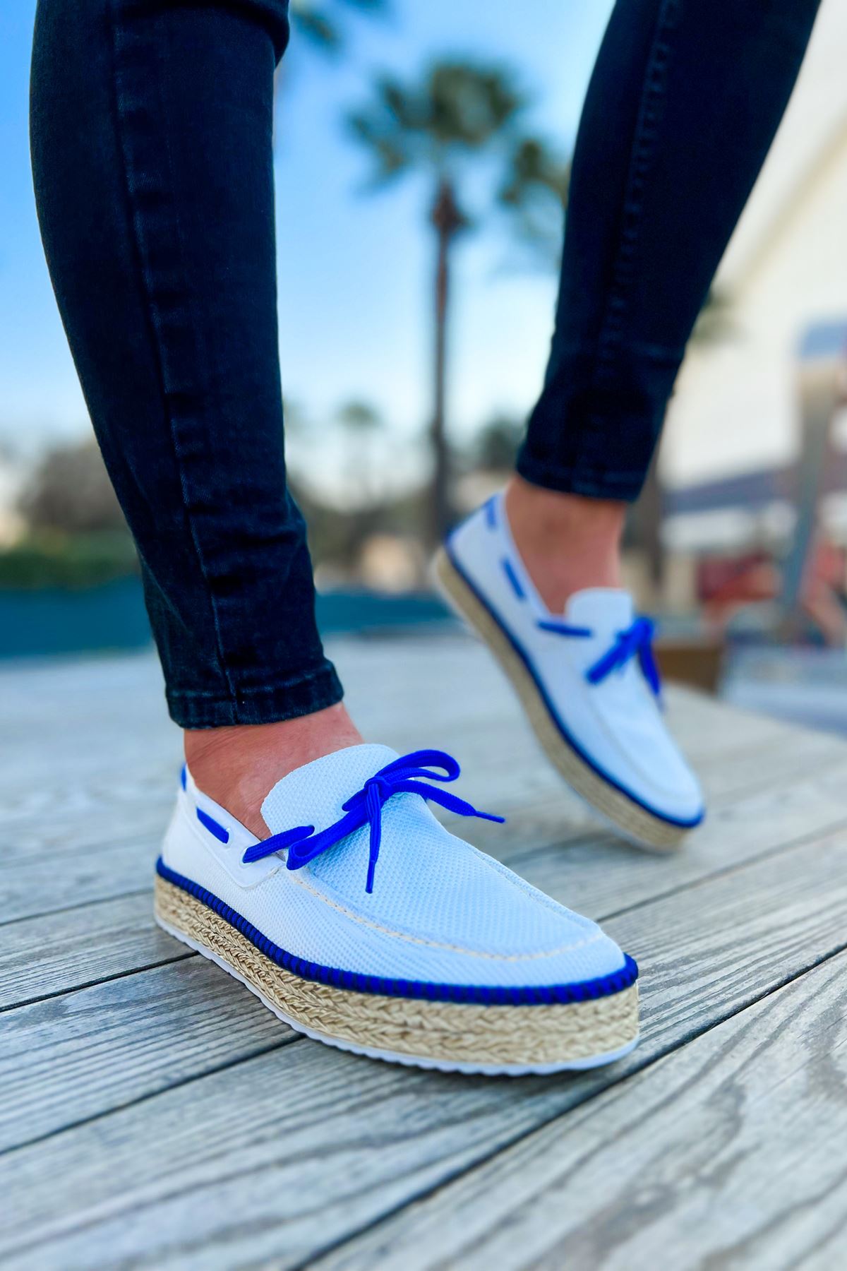 CH311 - Espadril Men's Sneakers White / SAX Blue