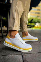 CH979 - Santoni GBT Spor Men's Sneakers White/Yellow