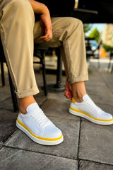 CH979 - Santoni GBT Spor Men's Sneakers White/Yellow
