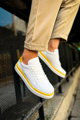 CH979 - Santoni GBT Spor Men's Sneakers White/Yellow
