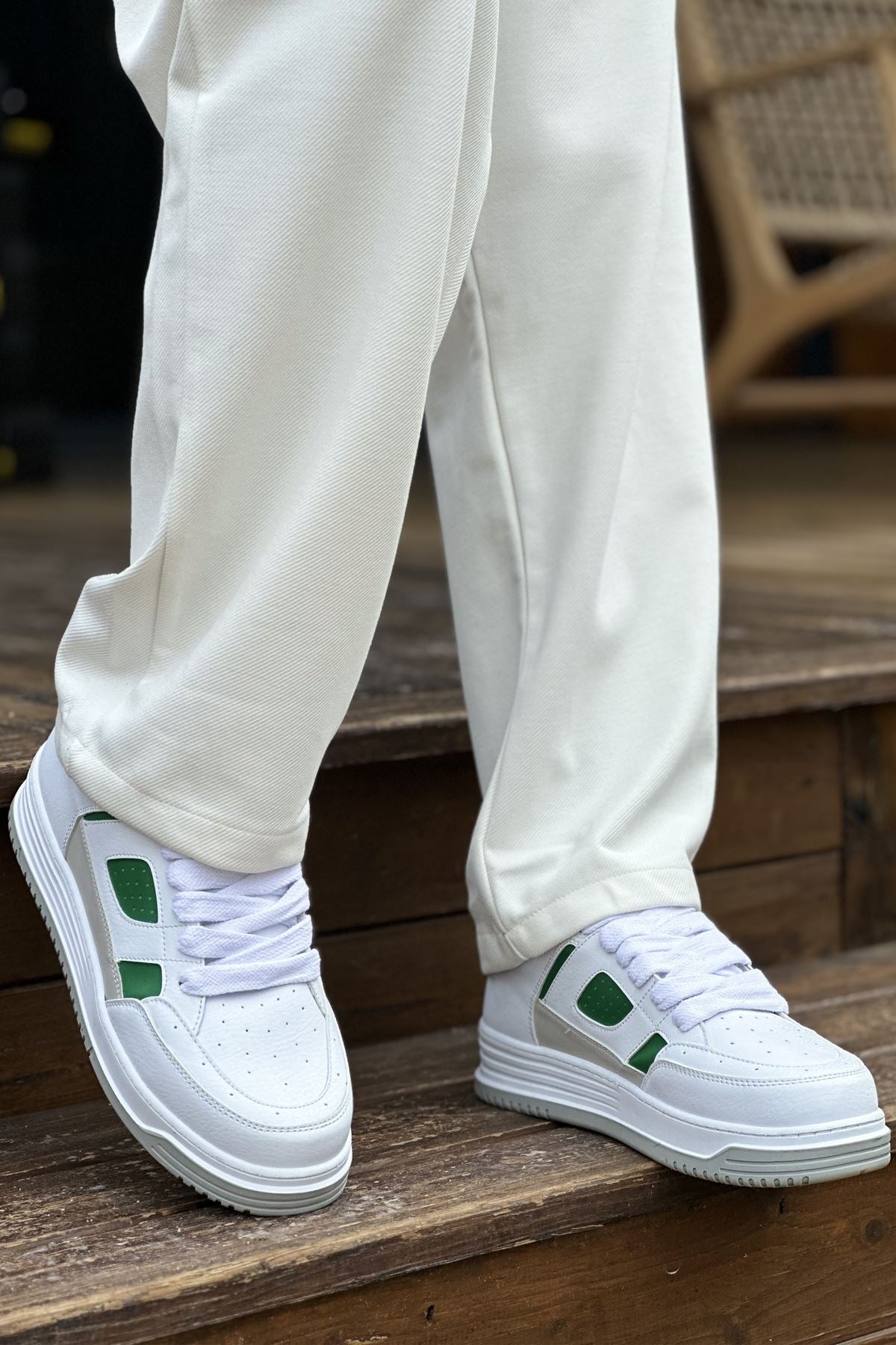 CH2410 - CBT AvaxErkek Spor Ayakkabı White/YESIL
