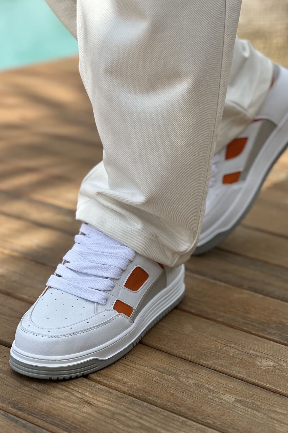 CH2410 - CBT AvaxErkek Spor Ayakkabı White/Turuncu