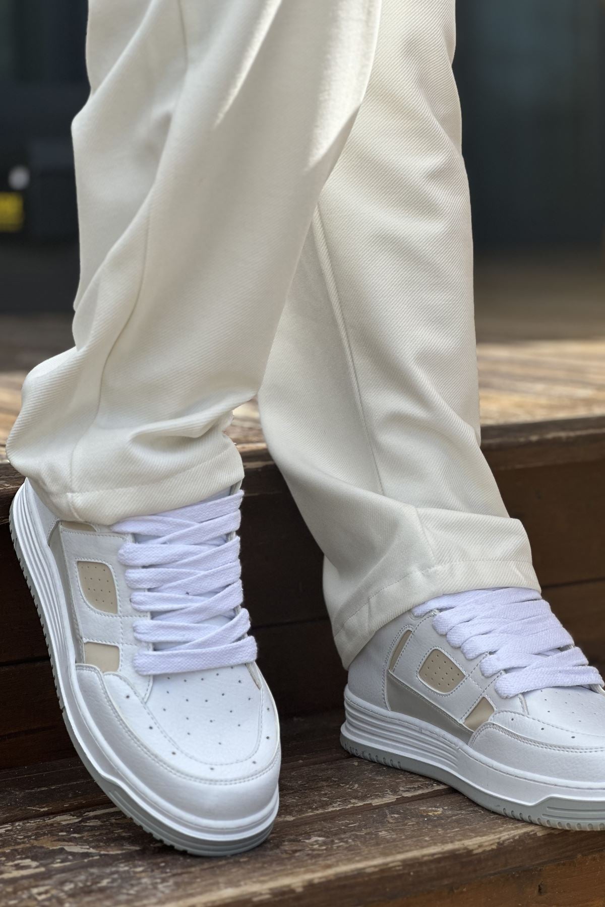 CH2410 - CBT AvaxErkek Spor Ayakkabı White / BEJ