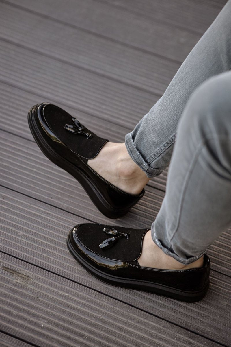 CH002 - RST Loafer Verniciata Erkek Ayakkabı SIYAH - chekich.com