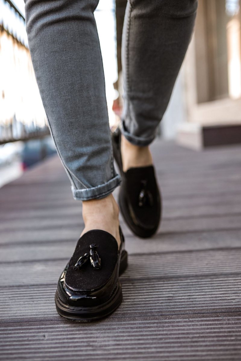 CH002 - RST Loafer Verniciata Erkek Ayakkabı SIYAH - chekich.com