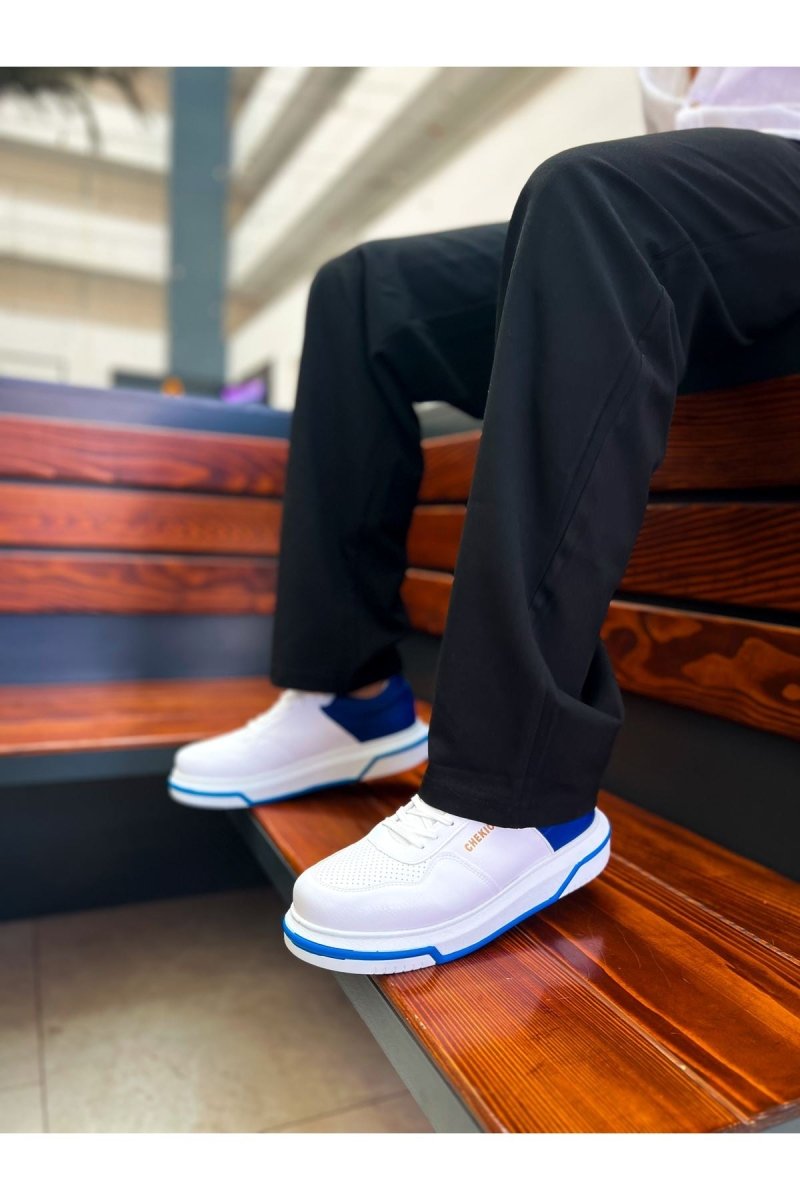 CH075 - CBT Signature Erkek Ayakkabı BEYAZ / SAX MAVI - chekich.com