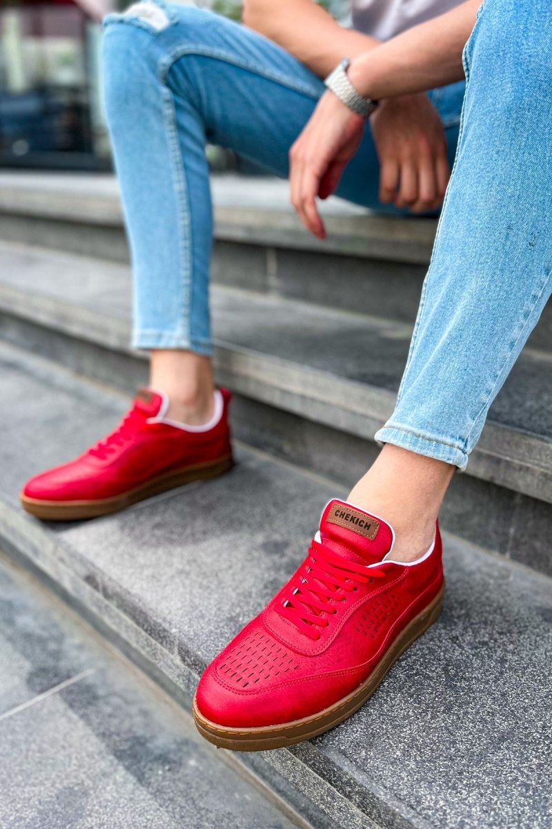 CH157 - CKT Retro Erkek Ayakkabı KIRMIZI - chekich.com