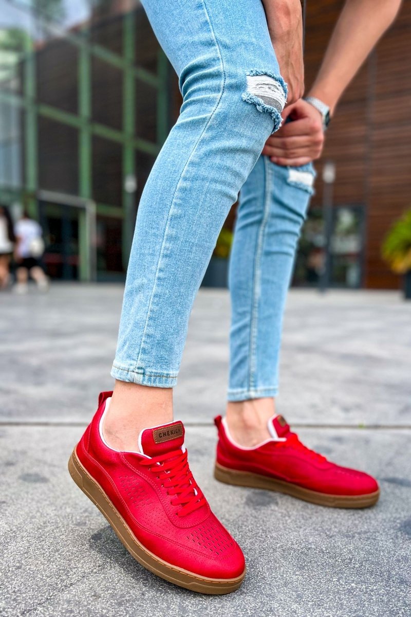 CH157 - CKT Retro Erkek Ayakkabı KIRMIZI - chekich.com