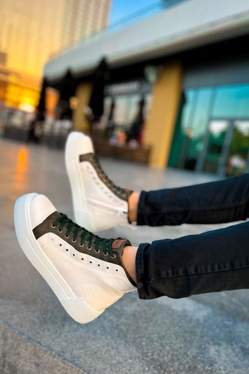 CH167 - GBT Blazer Erkek Bot BEYAZ / HAKI - chekich.com