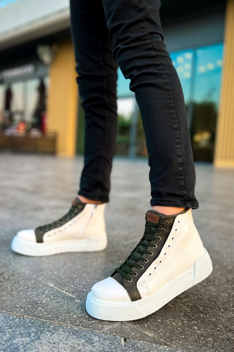 CH167 - GBT Blazer Erkek Bot BEYAZ / HAKI - chekich.com