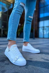 CH191 - CBT Side Buckle Erkek Ayakkabı BEYAZ - chekich.com