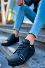CH191 - CST Side Buckle Erkek Ayakkabı SIYAH - chekich.com