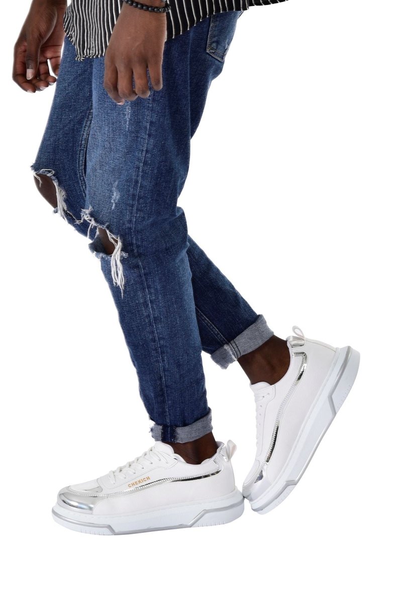 CH241 - CBT Signature Line Up Erkek Ayakkabı BEYAZ/GUMUS - chekich.com