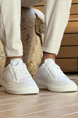 CH2505 - Keten Erkek Ayakkabı BEYAZ / BEYAZ - chekich.com