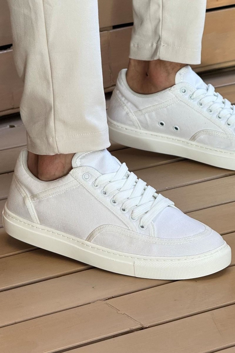 CH2505 - Keten Erkek Ayakkabı BEYAZ / BEYAZ - chekich.com