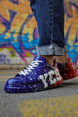 CH254 - CBT Pittura Erkek Ayakkabı 441 MAVI / KIRMIZI YES - chekich.com