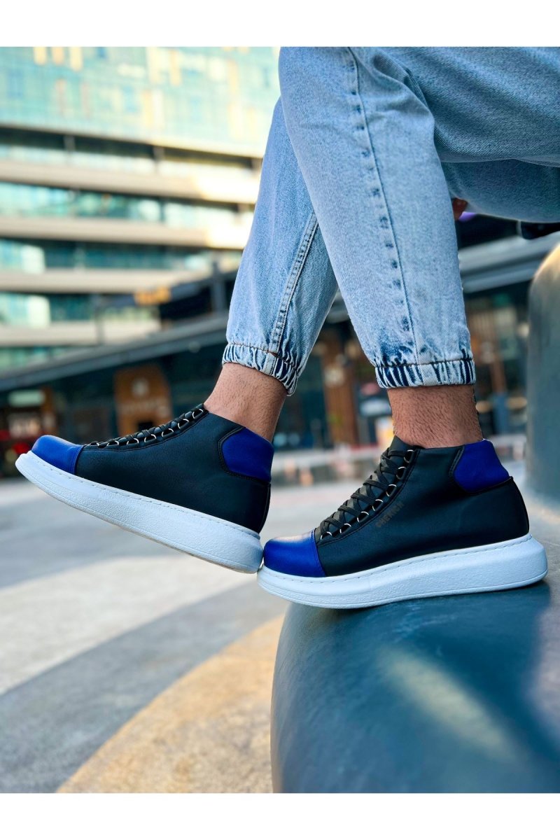 CH258 - GBT Roma Colourful Erkek Bot SIYAH/SAX MAVI - chekich.com