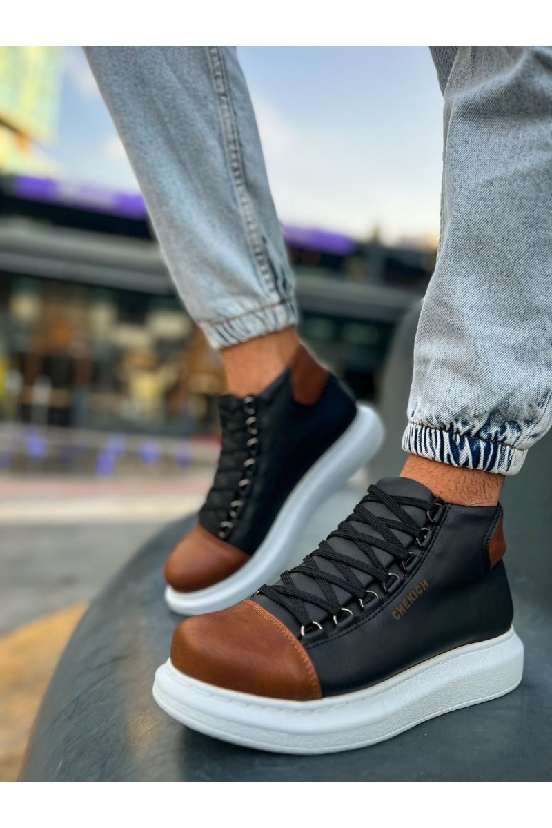 CH258 - GBT Roma Colourful Erkek Bot SIYAH/TABA - chekich.com