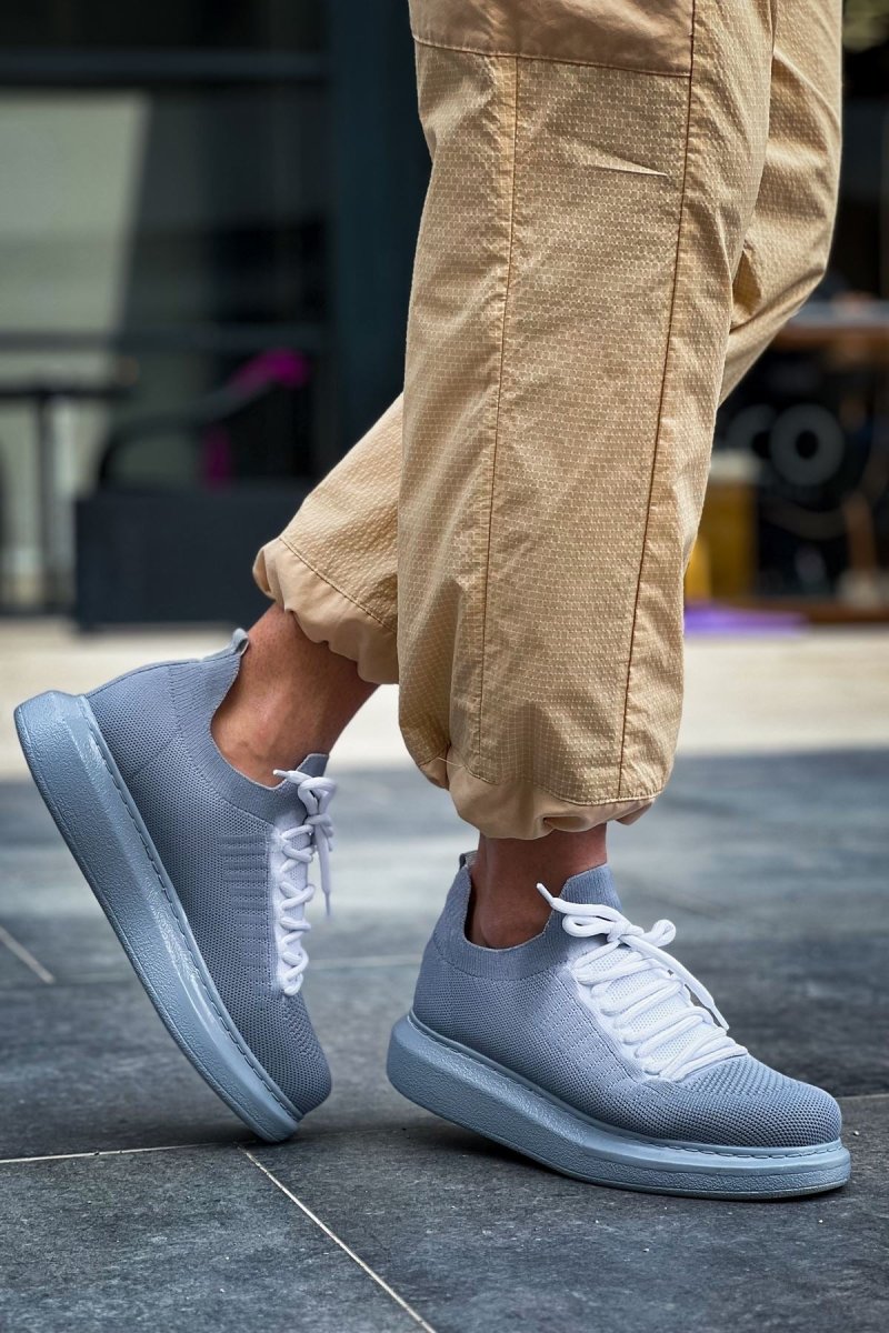 CH307 Renkli Tricot Erkek Ayakkabı GRI - chekich.com