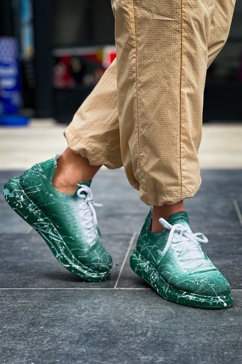 CH307 Renkli Tricot Erkek Ayakkabı Yeşil Splush - chekich.com