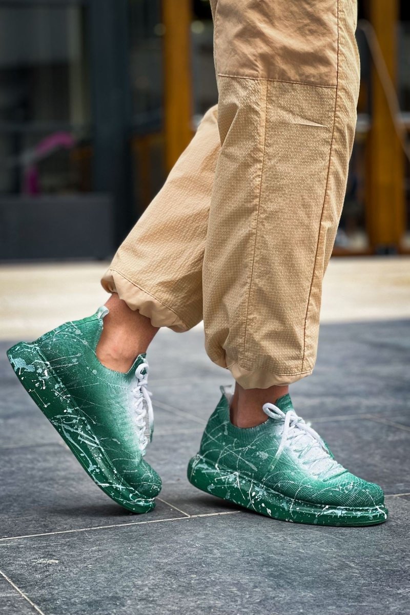 CH307 Renkli Tricot Erkek Ayakkabı Yeşil Splush - chekich.com