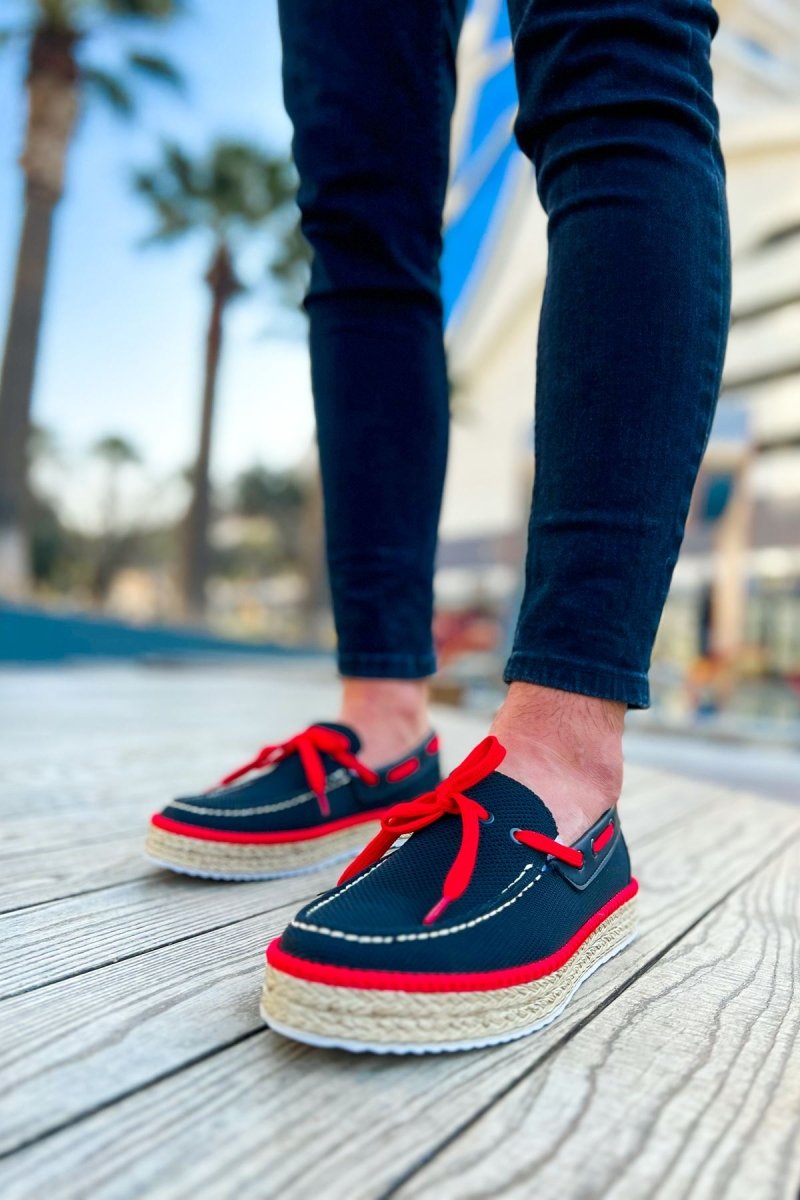 CH311 Espadril Men Sneaker Black - Red - chekich.com