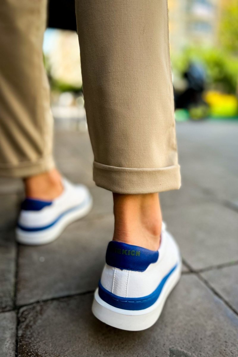 CH979 - Santoni GBT Spor Erkek Ayakkabı BEYAZ/MAVI - chekich.com