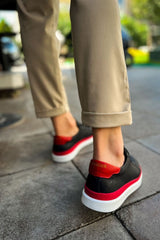 CH979 - Santoni GBT Spor Erkek Ayakkabı SIYAH/KIRMIZI - chekich.com
