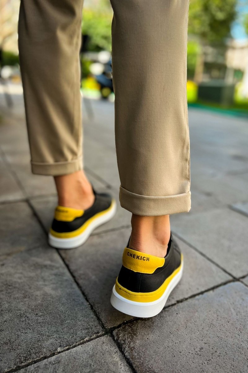 CH979 - Santoni GBT Spor Erkek Ayakkabı SIYAH/SARI - chekich.com