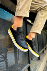 CH979 - Santoni GBT Spor Erkek Ayakkabı SIYAH/SARI - chekich.com
