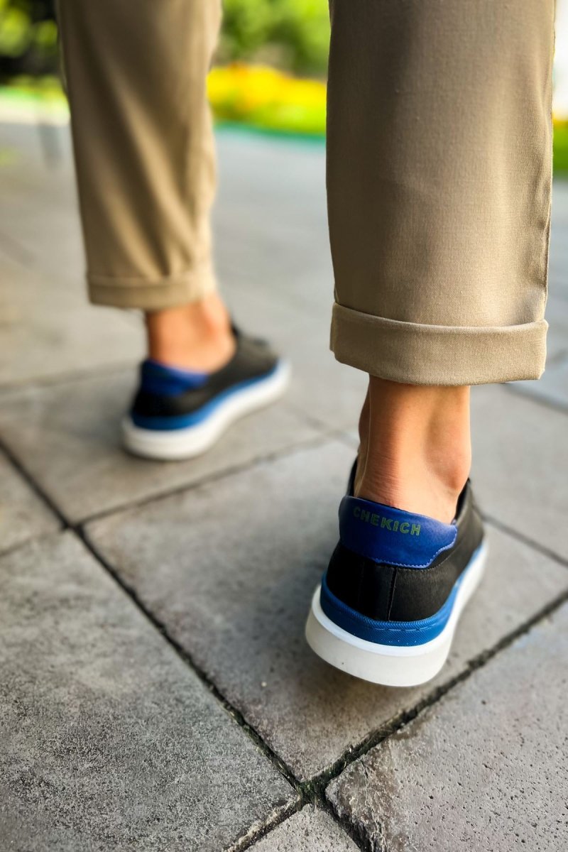 CH979 Santoni GBT Spor Men Sneaker Black/MAVI - chekich.com