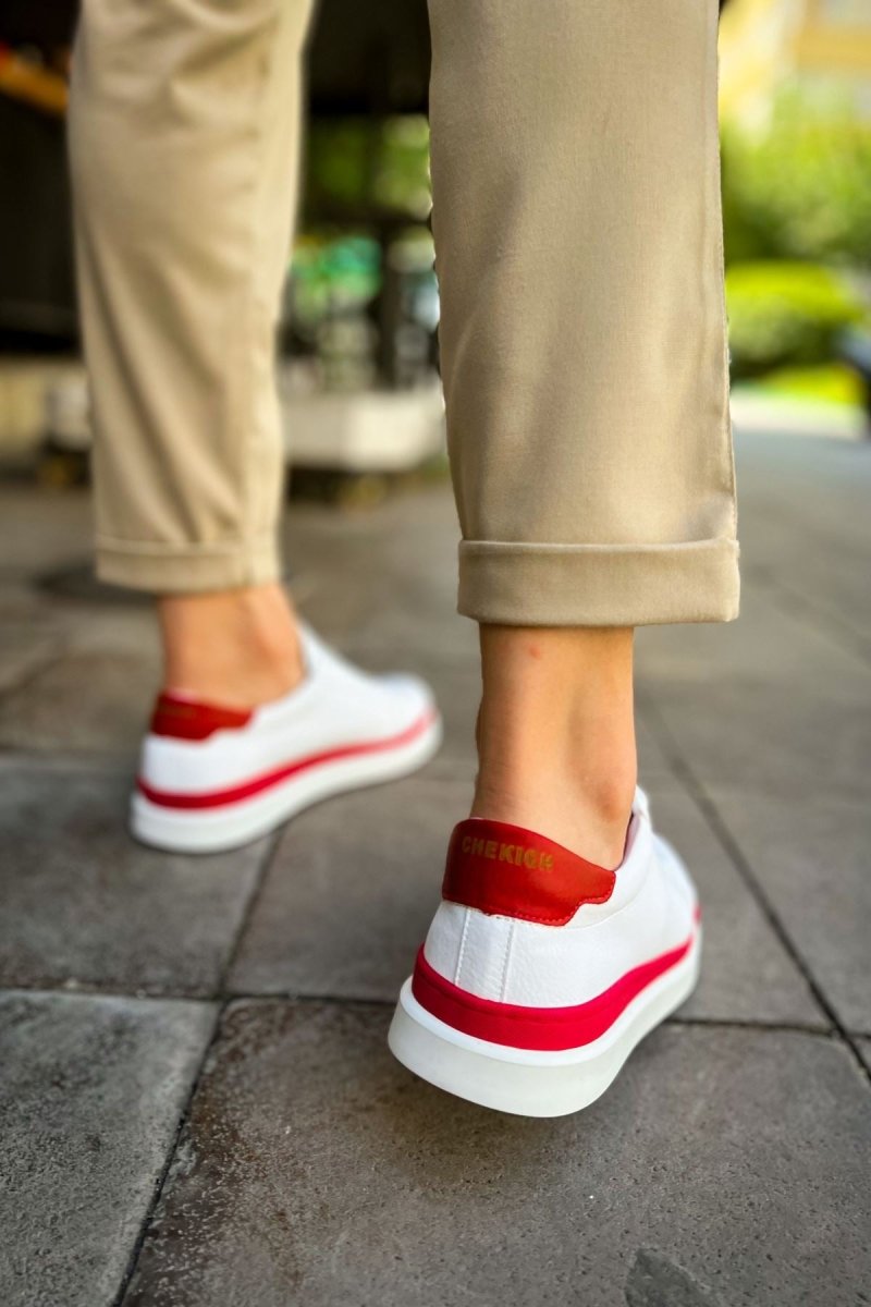 CH979 Santoni GBT Spor Men Sneaker White/Red - chekich.com