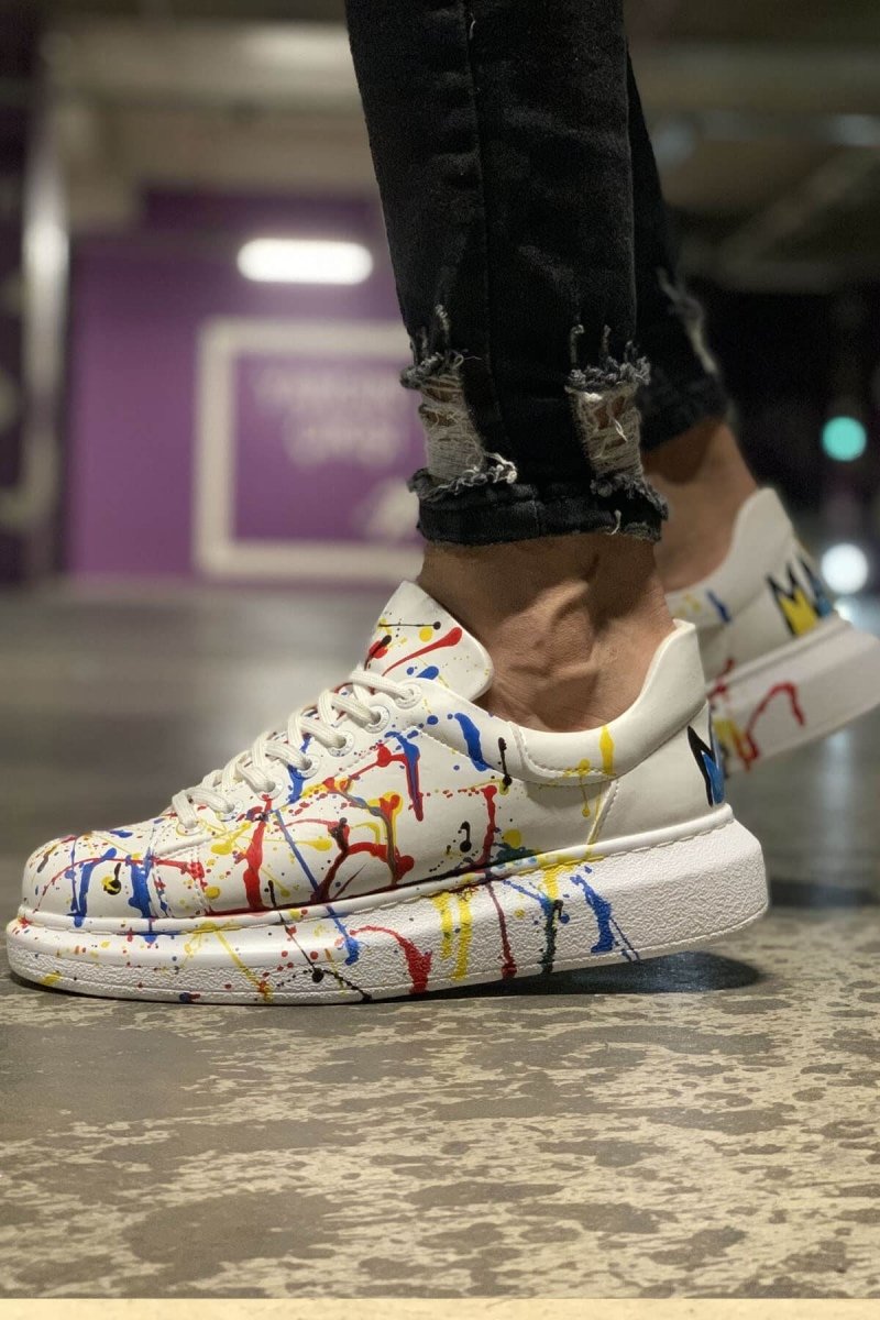 CH254 - CBT Pittura Men Sneaker 414 Yellow / Red PÜSKÜRTME - chekich.com