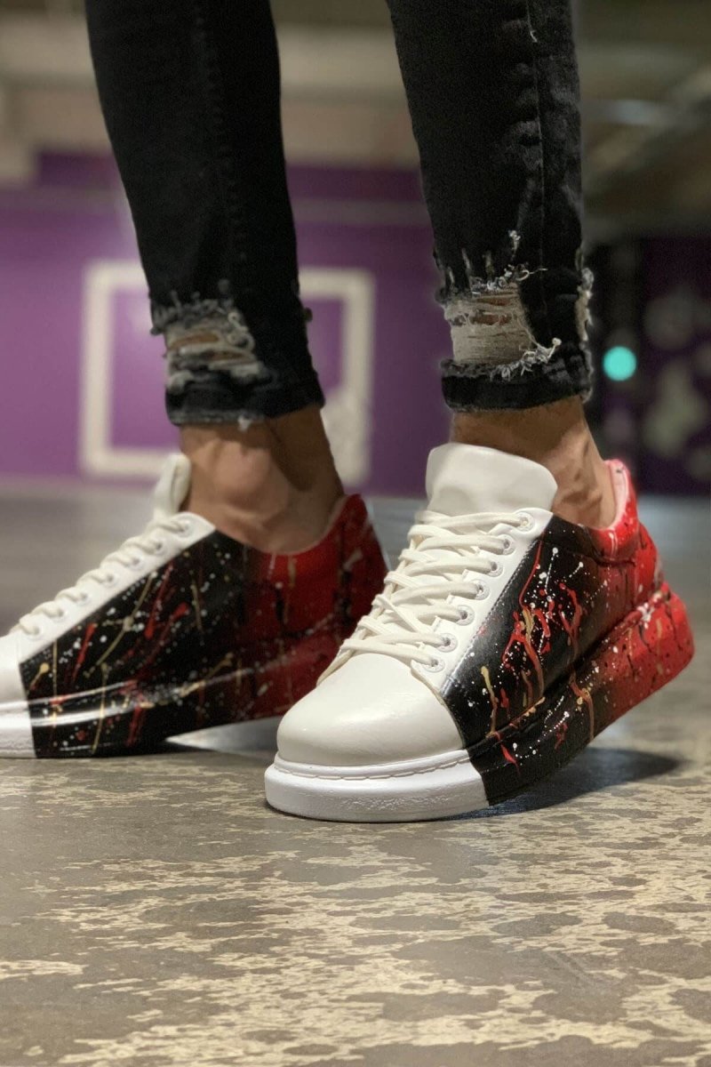 CH254 - CBT Pittura Men Sneaker 415 Black / Red PÜSKÜRTME - chekich.com