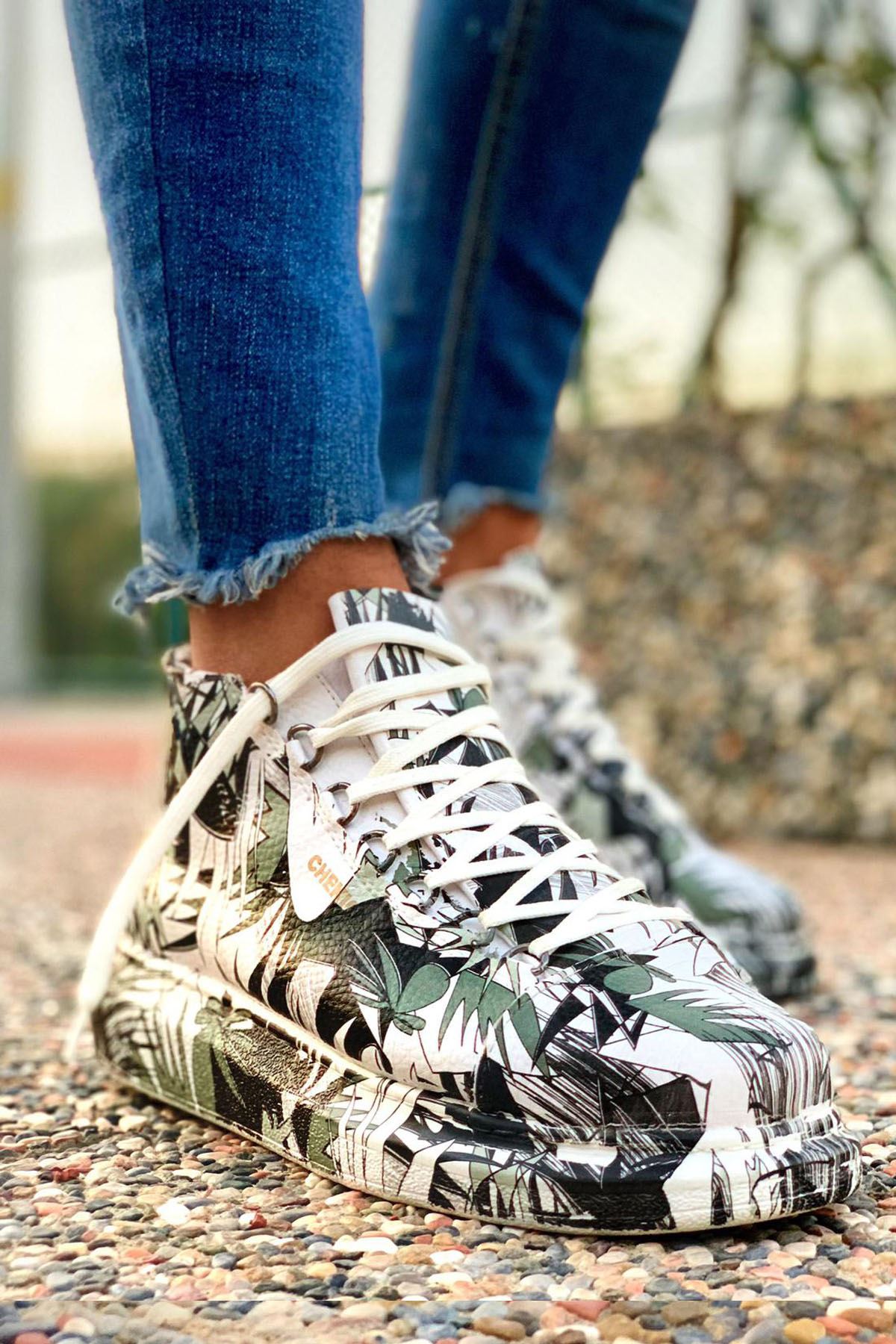 CH265 CBT Roma Printed Men Sneaker Black RENKLI