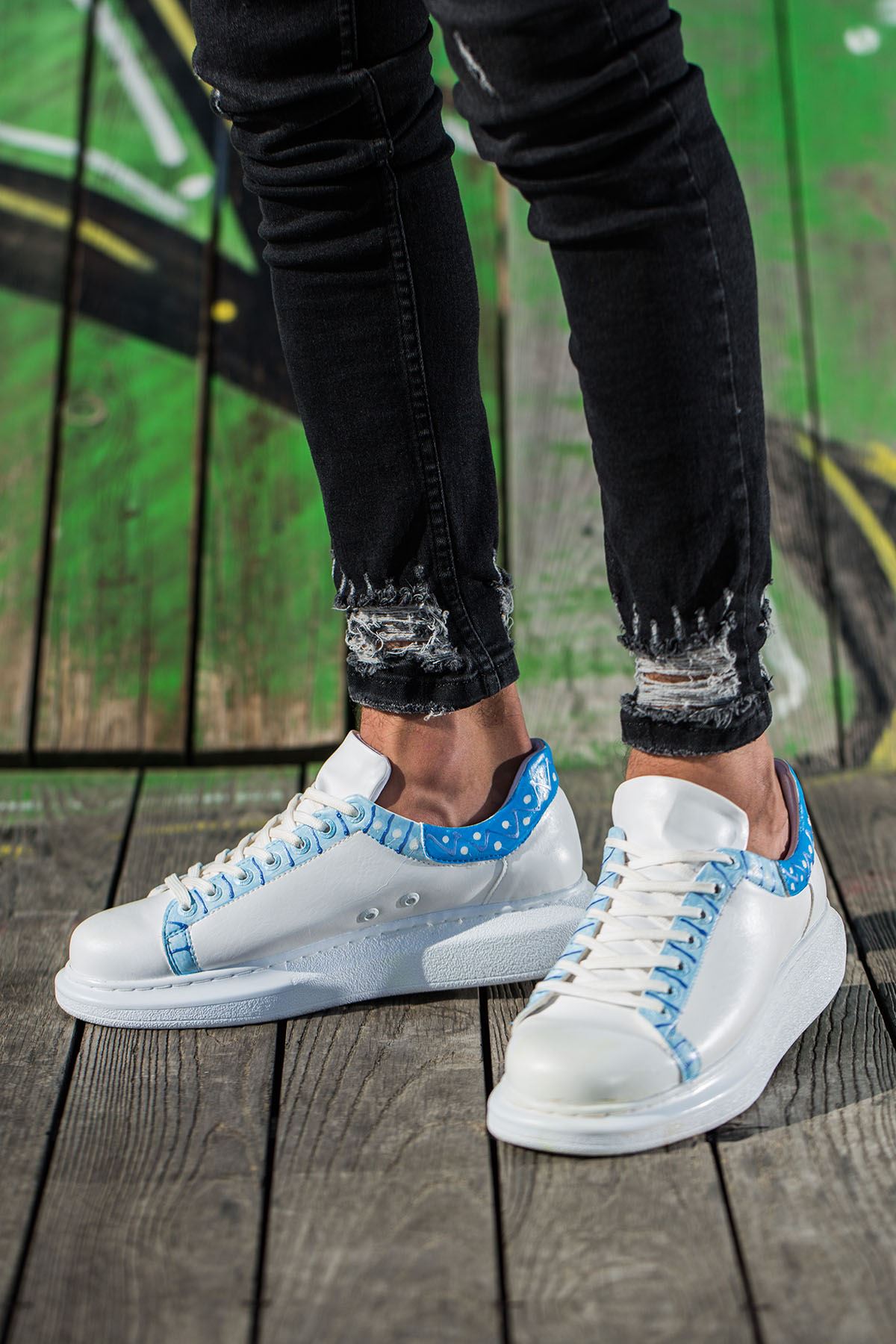 CH254 - CBT Pittura Men Sneaker 419 MAVI ISLEME