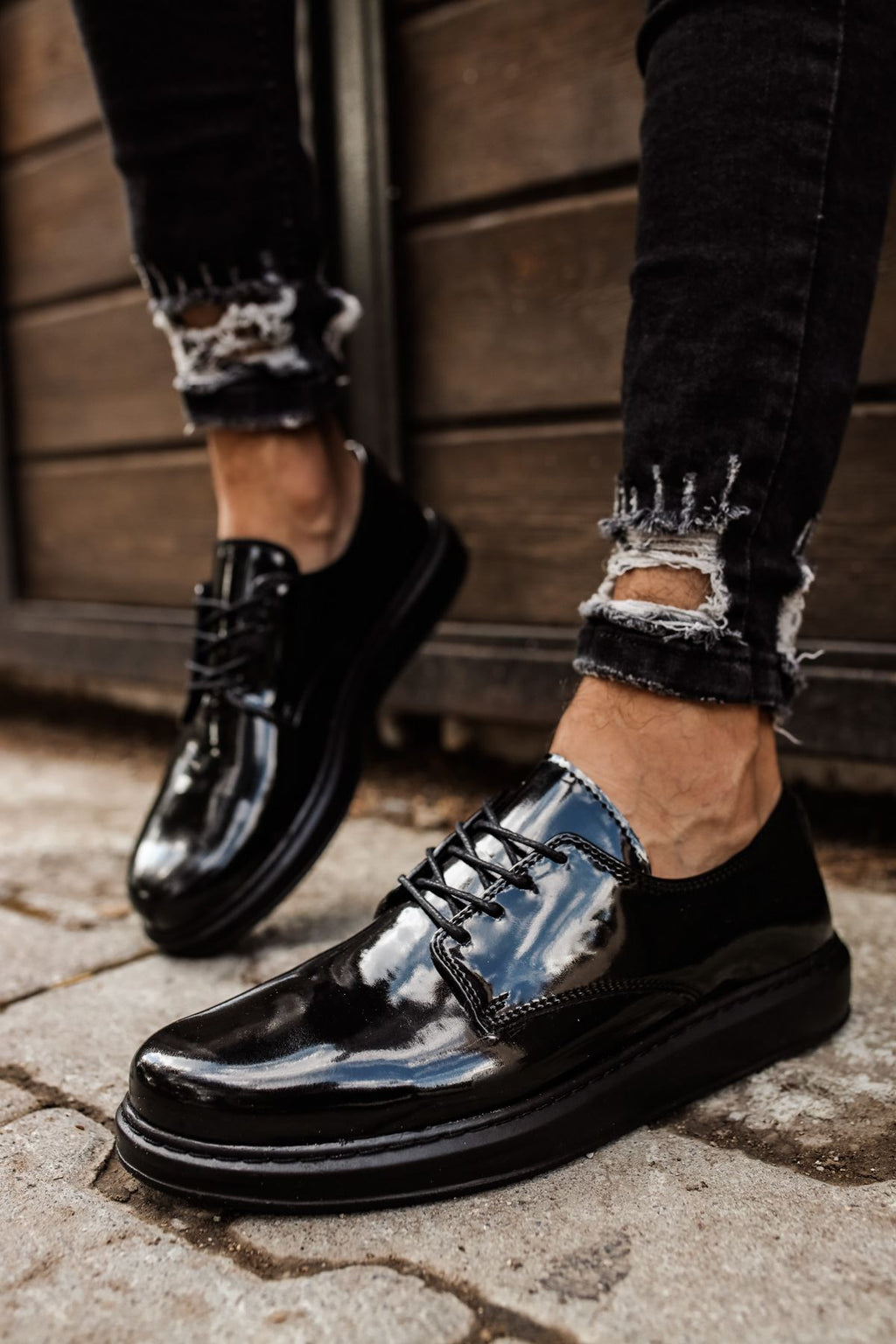 CH003 - RST Pelle Verniciata Classica Men Sneaker Black