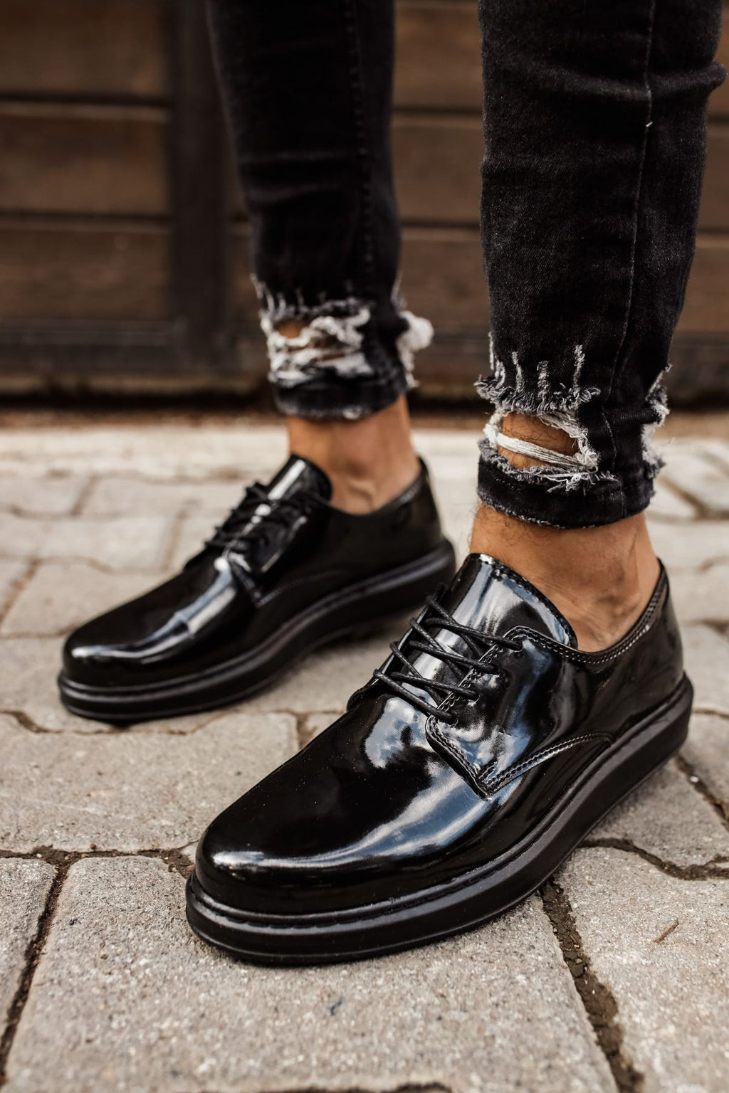 CH003 - RST Pelle Verniciata Classica Men Sneaker Black