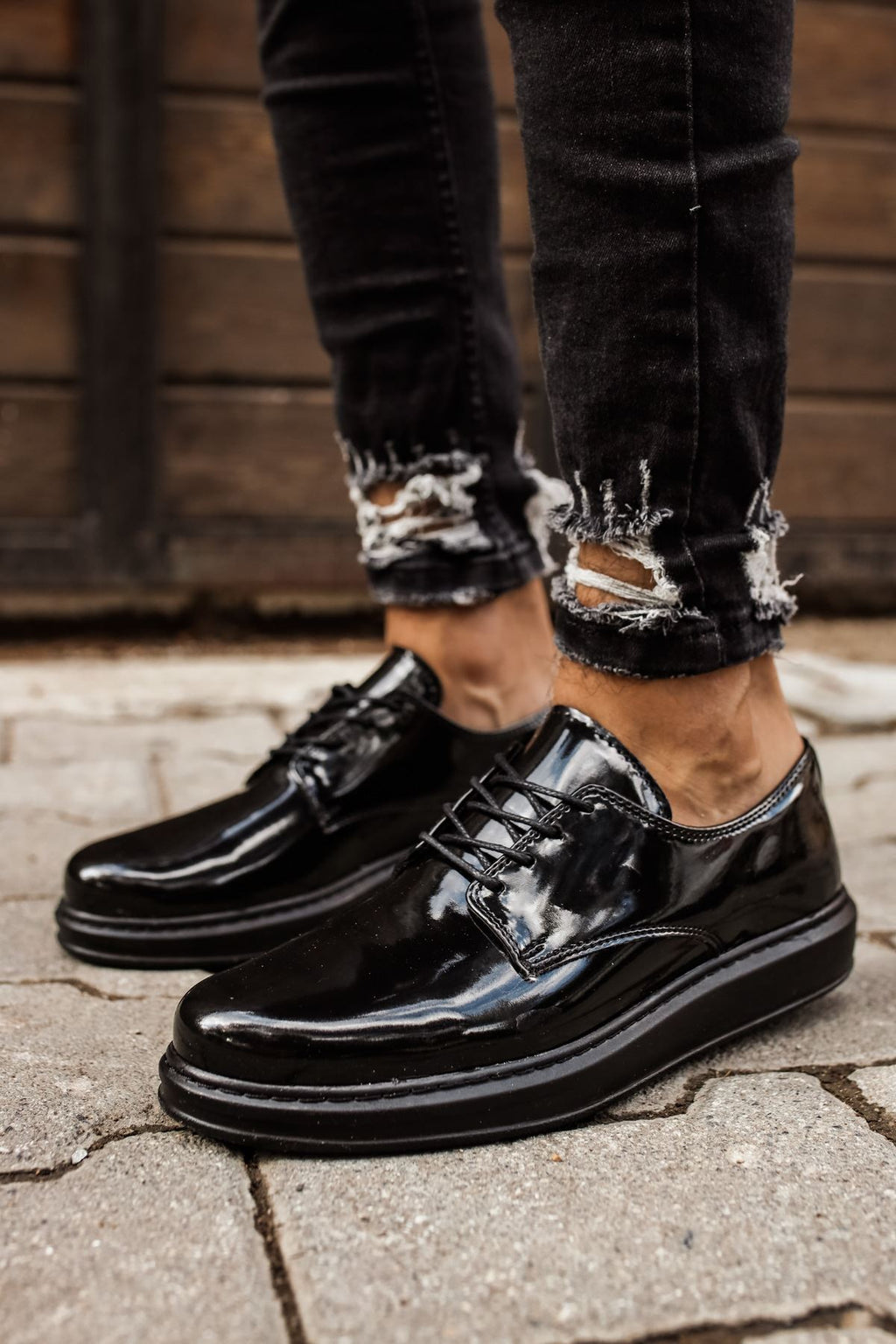 CH003 - RST Pelle Verniciata Classica Men Sneaker Black