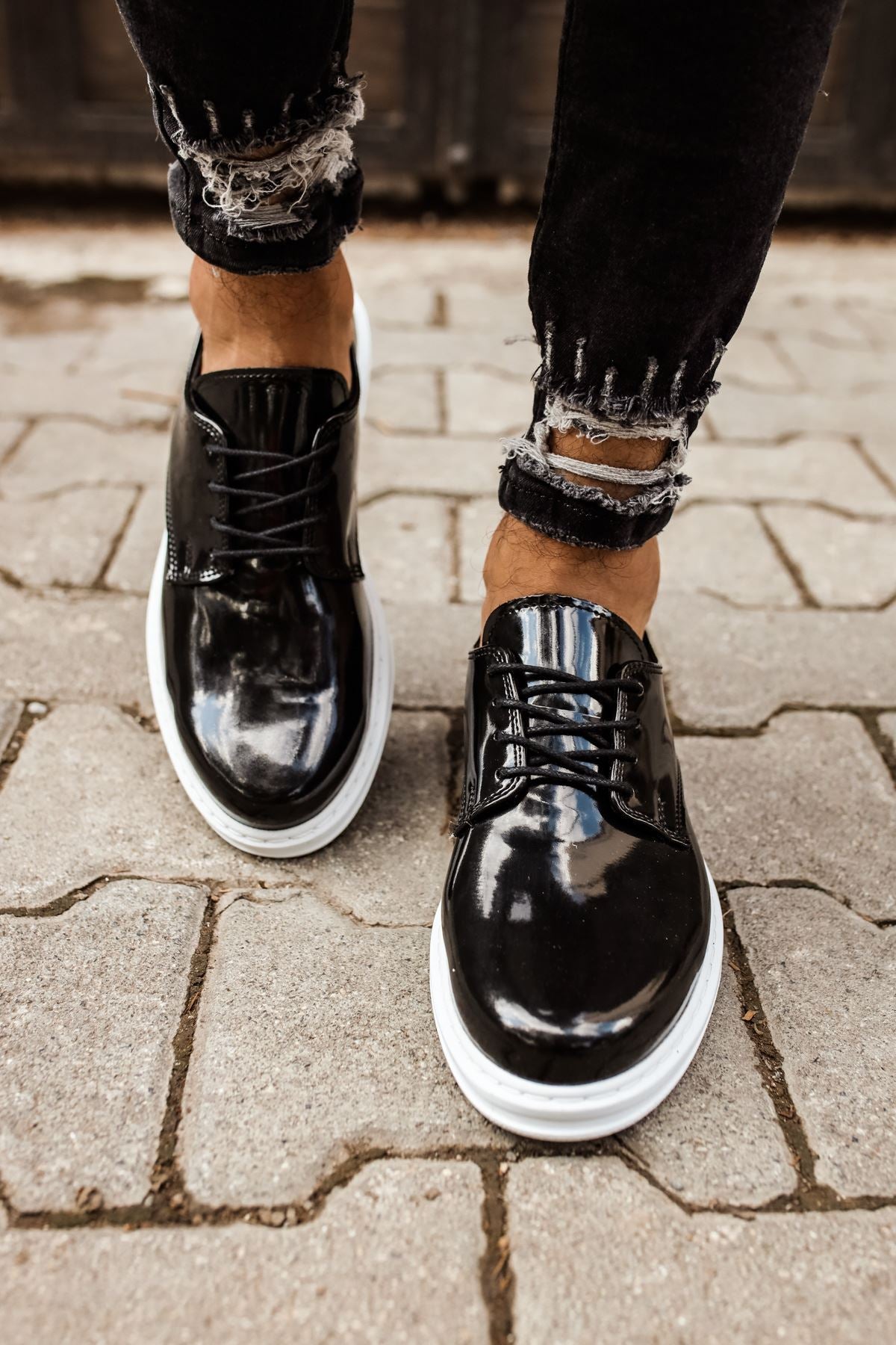 CH003 - RBT Pelle Verniciata Classica Men Sneaker Black
