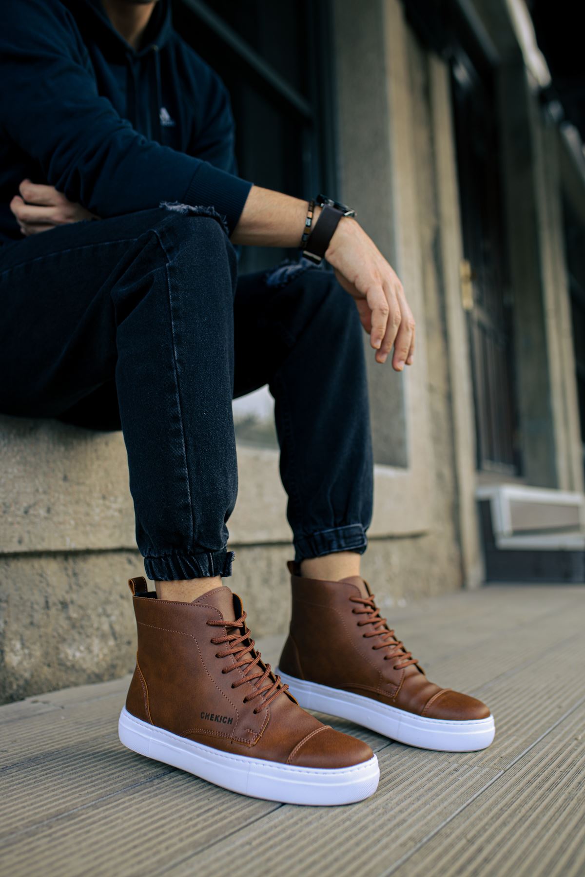 CH029 CBT Vulcanized Lace Up Men's Boots Tan