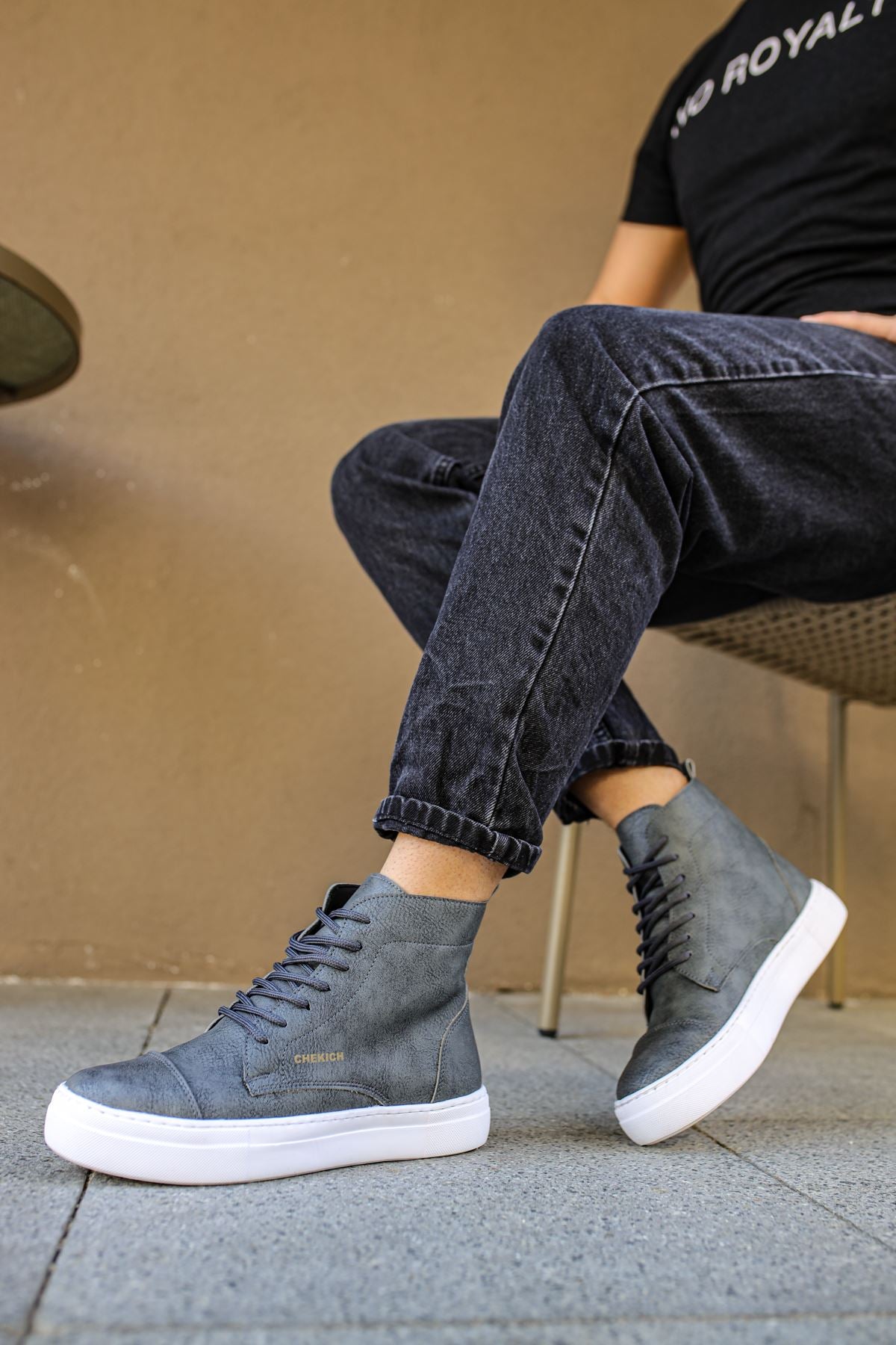 CH029 CBT Vulcanized Lace Up Men's Boots Grey