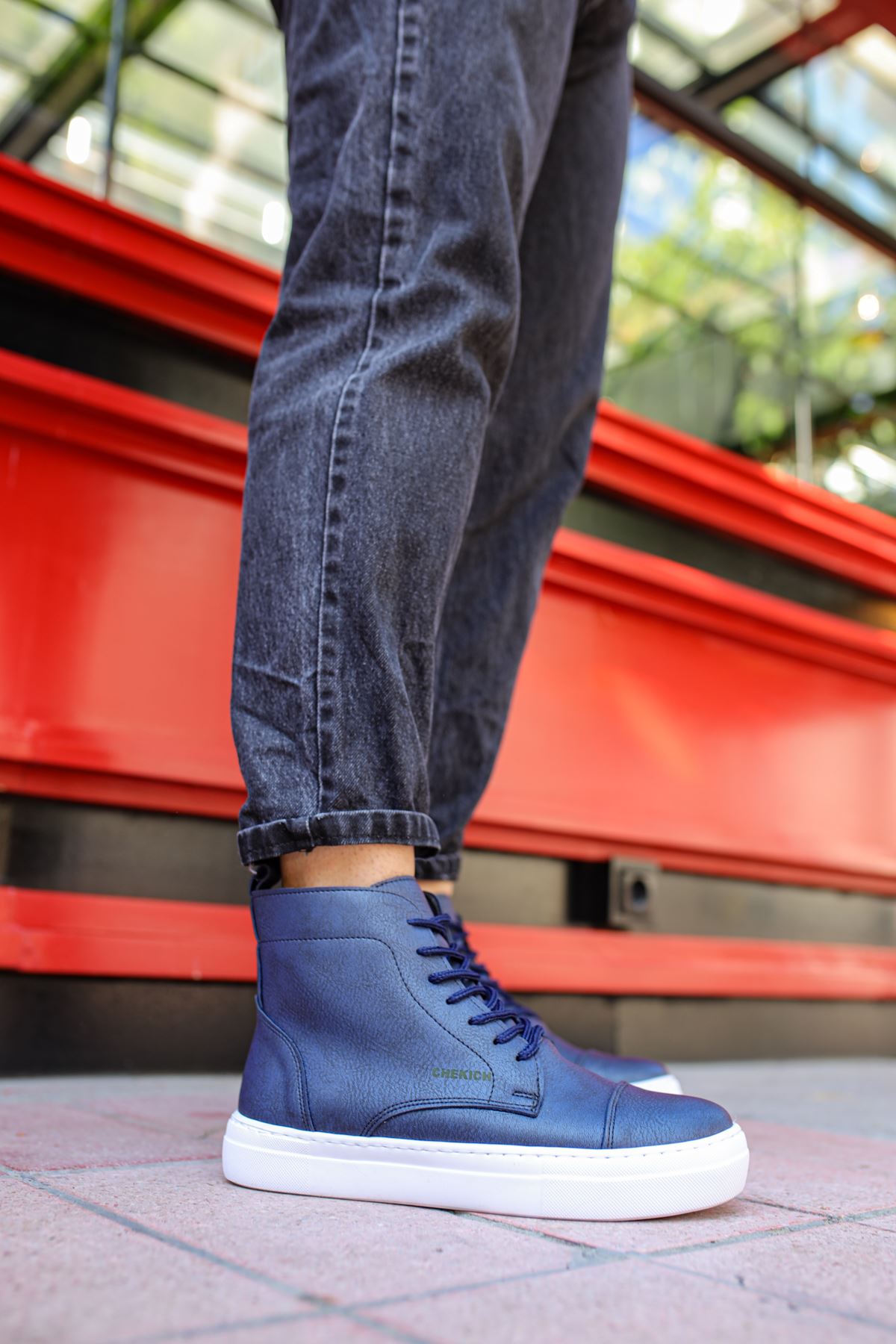 CH029 CBT Vulcanized Lace Up Men's Boots Navy Blue