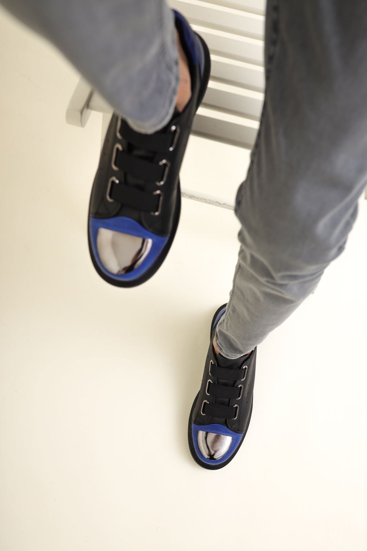 CH251 GST Mirror Furry Men Sneaker Black/SAX Blue