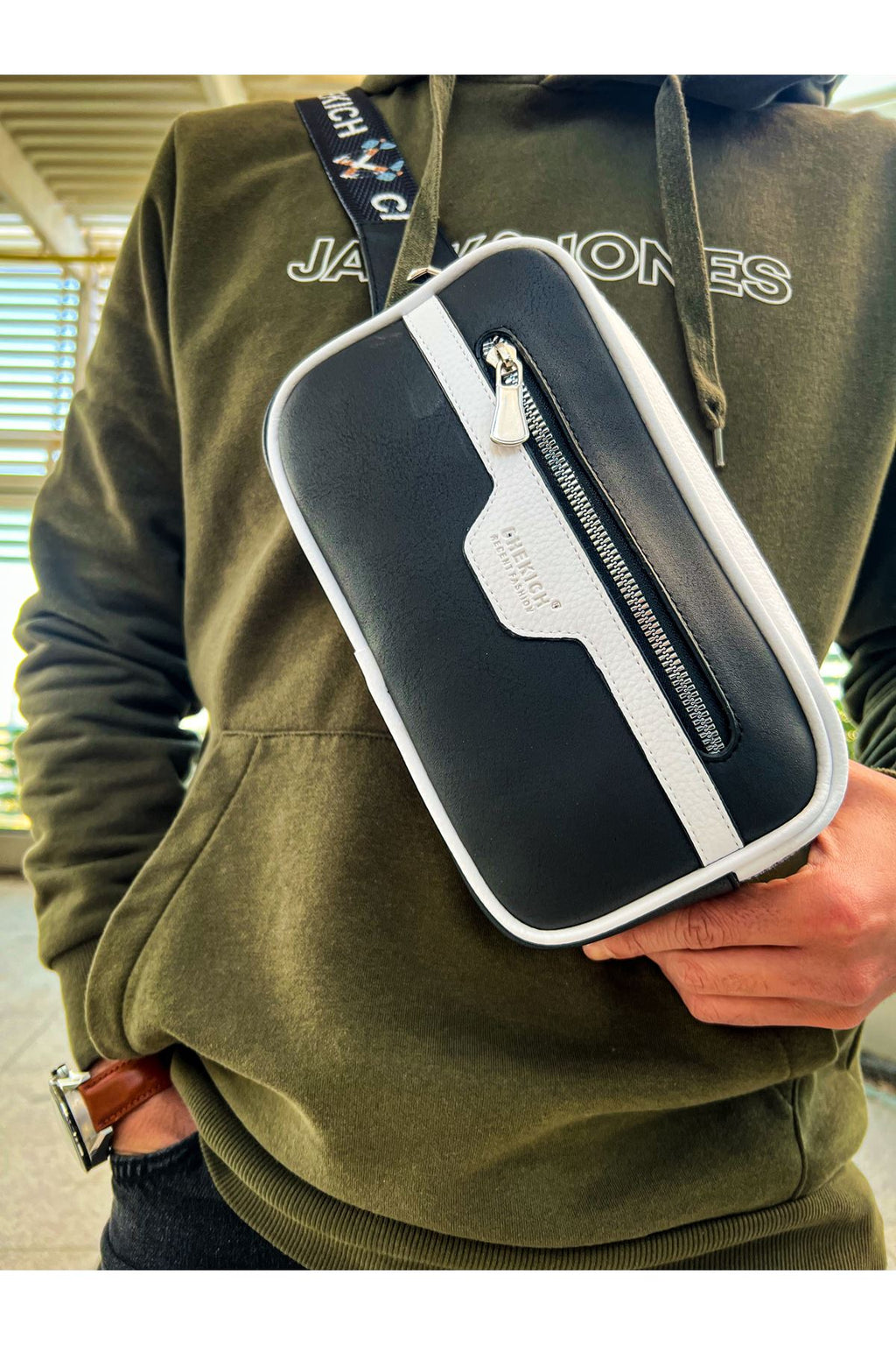 CH101 Poani Tablet Erkek Çanta Black/White