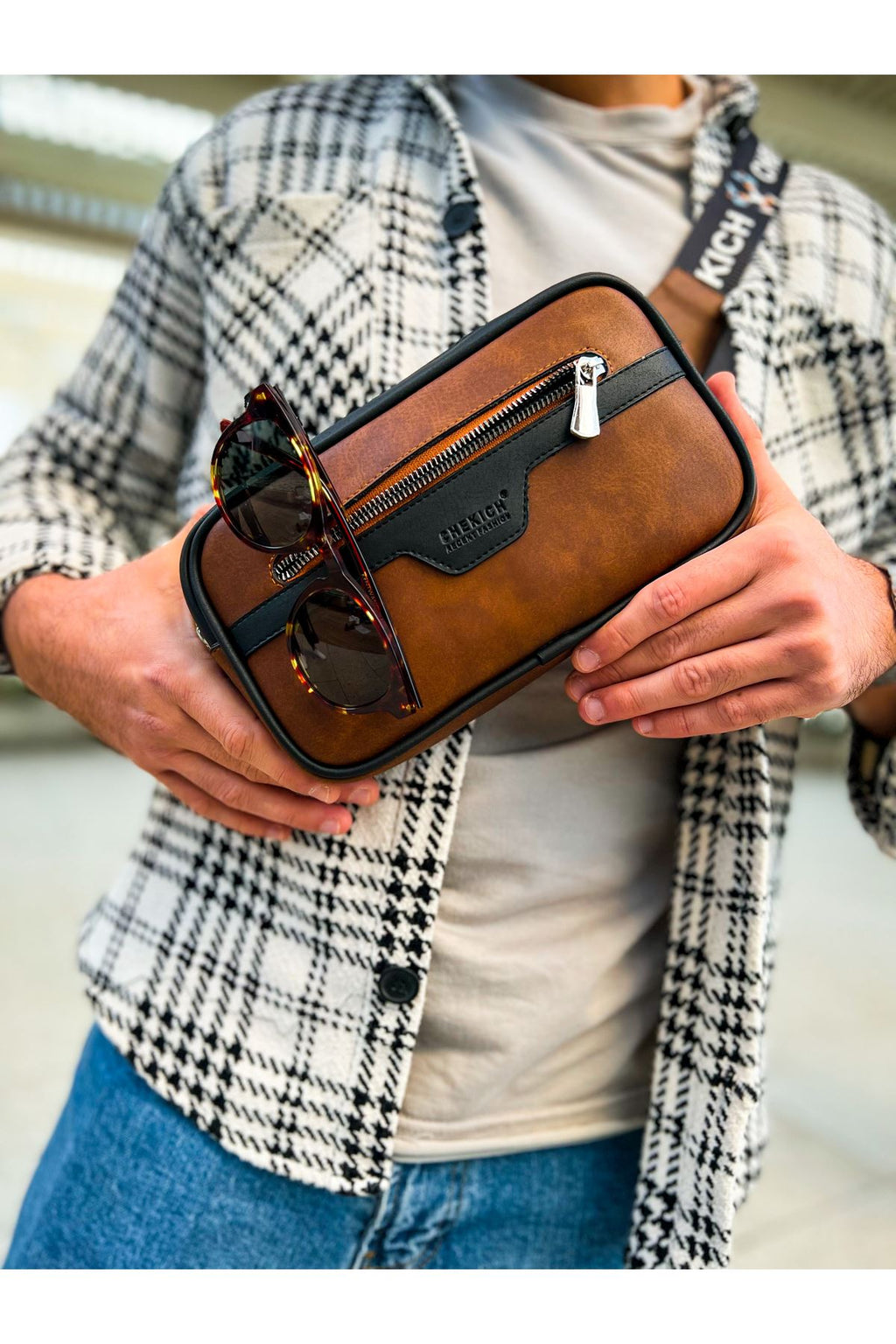 CH101 Poani Tablet Erkek Çanta Black/Tan