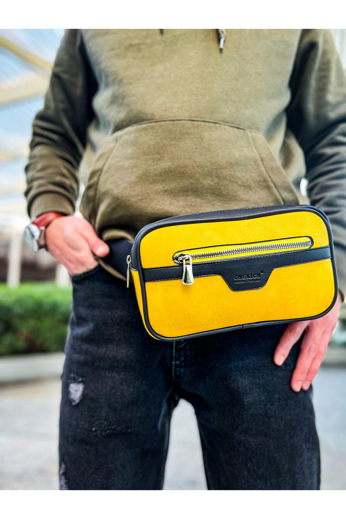 CH101 Poani Tablet Erkek Çanta Black - Yellow