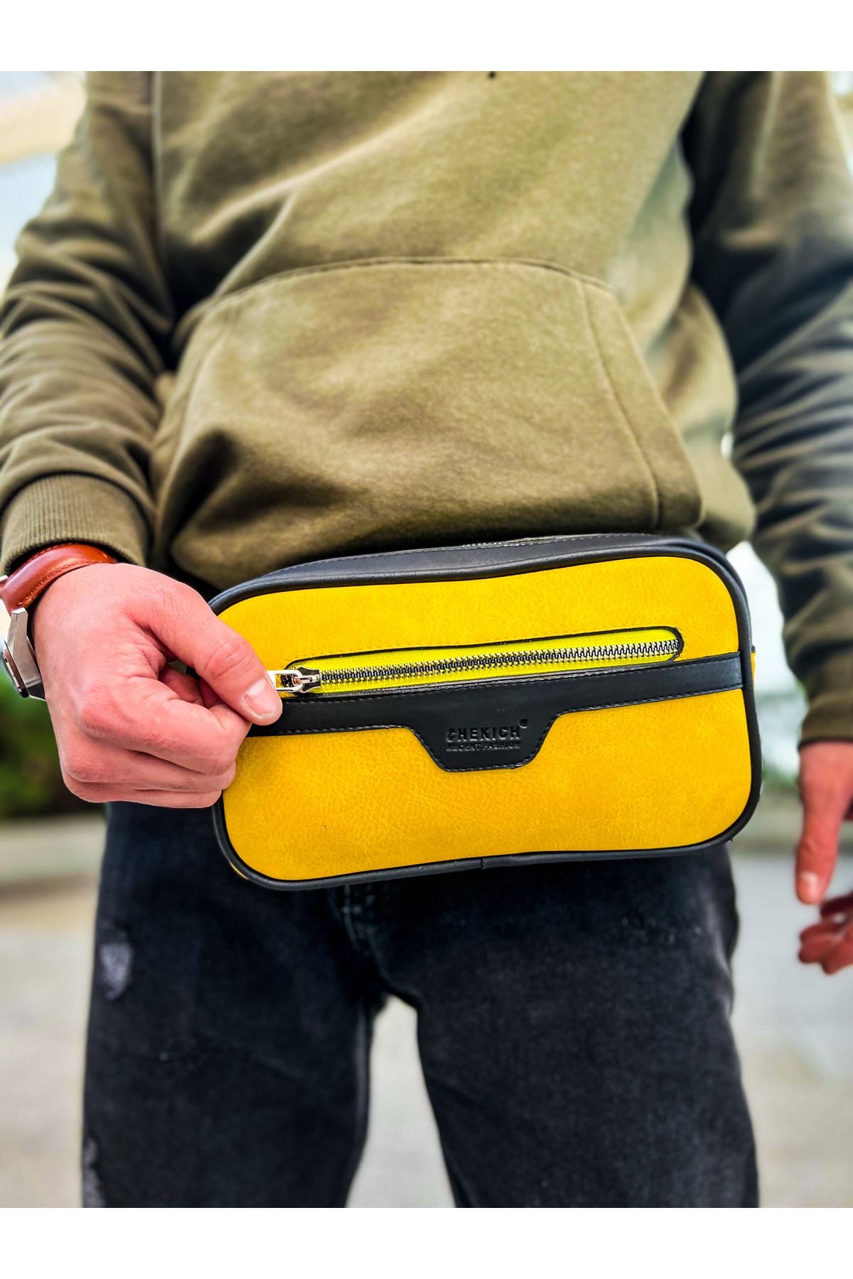 CH101 Poani Tablet Erkek Çanta Black - Yellow